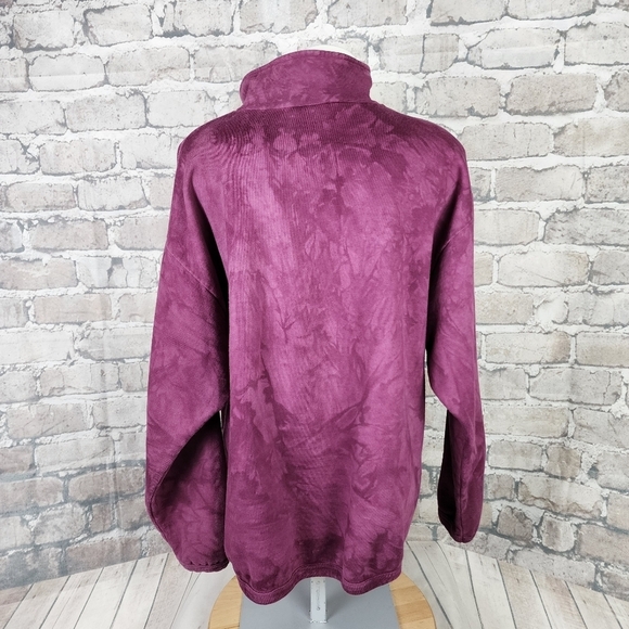 Vintage Dagoli 1/4 Zip Pullover Sweatshirt Indigenous Tie Dye Magenta Medium - Picture 10 of 11